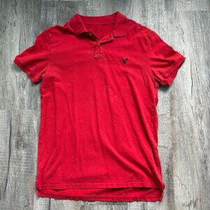 American Eagle Polo Shirt Mens Size L Large Red Slim Fit